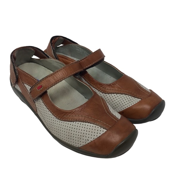 Wolky Shoes Wolky Brown Leather Mesh Mary Jane Walking Shoes Women